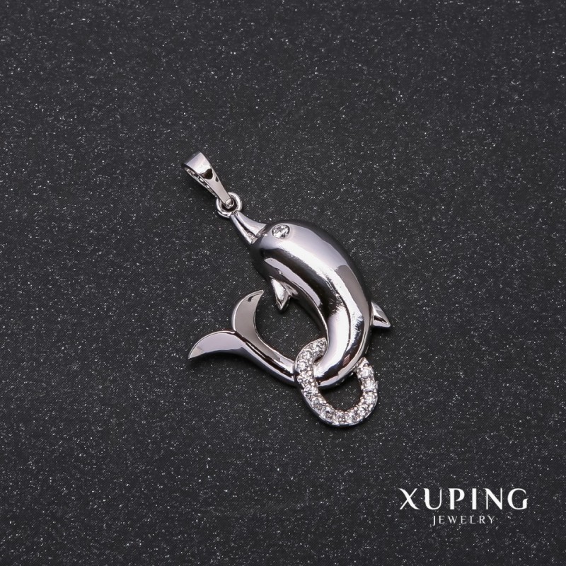 Xuping Dolphin Pendant 33x28x20mm Rhodium