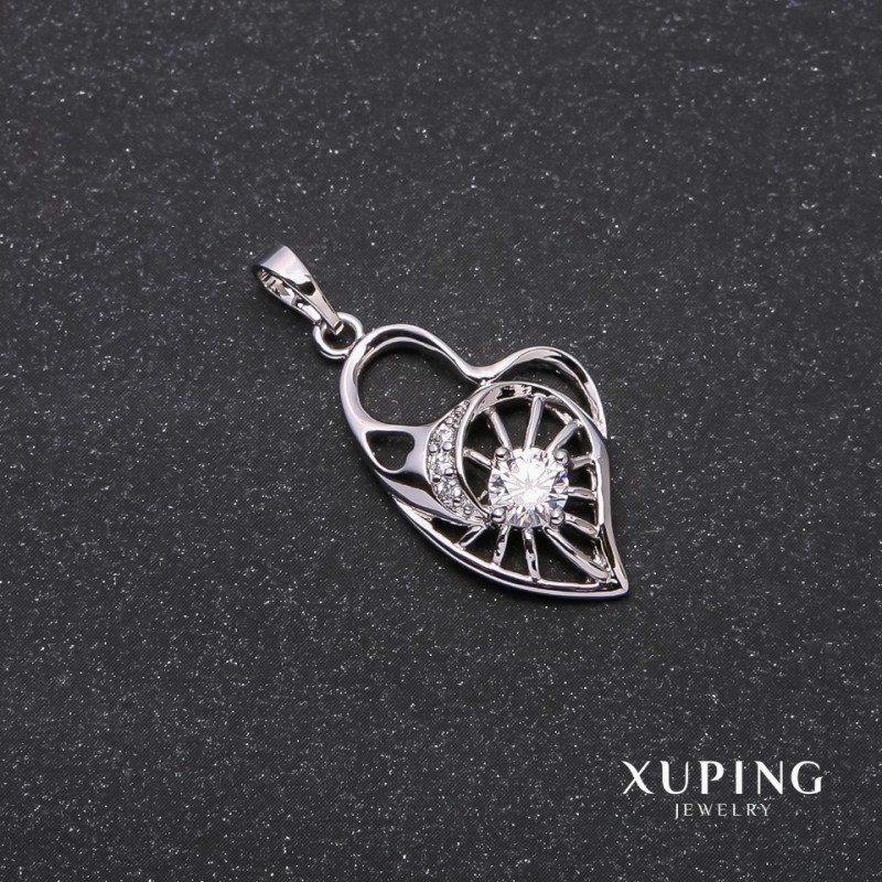 Xuping Heart Pendant 15x25x31mm Rhodium