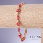 Xuping Bracelet with Red Zircons "Ruby", 10mm Thickness, 19-22cm Length, 18K Gold Plating