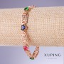 Xuping Bracelet with Multicolor Zircons, 8mm Thickness, 17.5-19.5cm Length, 18K Gold Plating