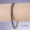 Xuping Bracelet with Multicolor Zircons, 4mm Thickness, 18-20cm Length, 18K Rhodium Plating
