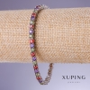 Xuping Bracelet with Multicolor Zircons, 4mm Width, 18-20cm Length, 18K Rhodium Plated