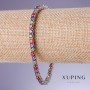 Xuping Bracelet with Multicolor Zircons, 4mm Width, 18-20cm Length, 18K Rhodium Plated