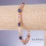 Xuping Bracelet with Blue Zircons "Sapphire", 8mm Width, 18-20cm Length, 18K Gold Plated