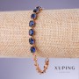 Xuping Bracelet with Blue Zircons "Sapphire", 5mm Width, 17.5-19.5cm Length, 18K Gold Plated