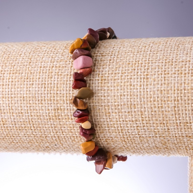 Mookaite Jasper Bracelet, 8mm Chip Beads, on Elastic Band