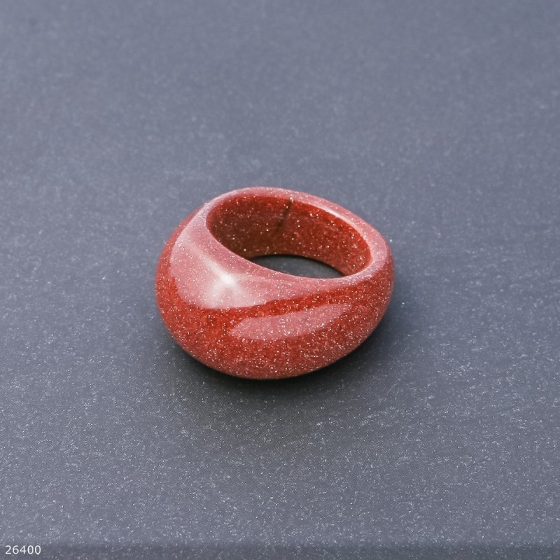 Natural Aventurine "Golden Sand" Stone Ring, Height 6.5-15mm, Width 4-8mm, Diameter 19mm