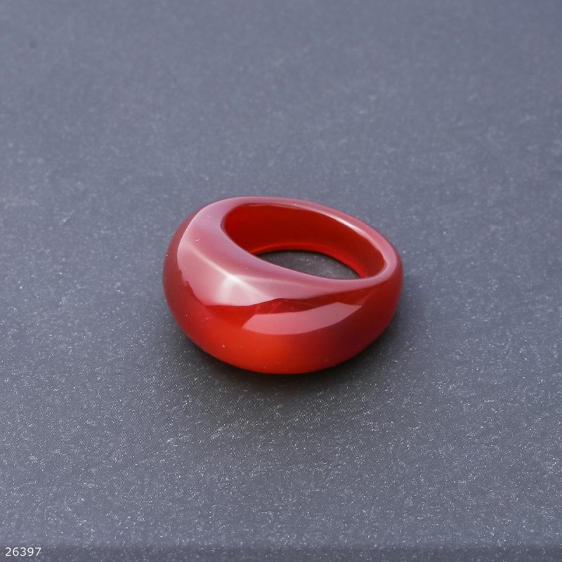 Ring made of natural stone Carnelian, height 6.5–15 mm, width 4–8 mm, diameter 19 mm