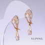 Xuping Earrings with White Zircon, Length 31mm, Thickness 10mm, 18K Gold Plating