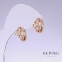 Xuping Earrings with White Zircon, 13mm Length, 9mm Thickness, 18K Gold Plating