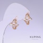 Xuping Earrings with White Zircon, 14mm Length, 13mm Thickness, 18K Gold Plating