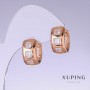 Xuping Earrings with White Zircon, 17mm Length, 8mm Thickness, 18K Gold Plating