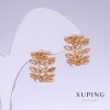 Xuping Twig Earrings with White Zircon, length 15mm, thickness 9mm, 18K gold plating