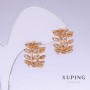 Xuping Twig Earrings with White Zircon, length 15mm, thickness 9mm, 18K gold plating