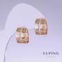 Xuping Earrings with White Rhinestones, 15mm Length, 8mm Thickness, 18K Gold Plating