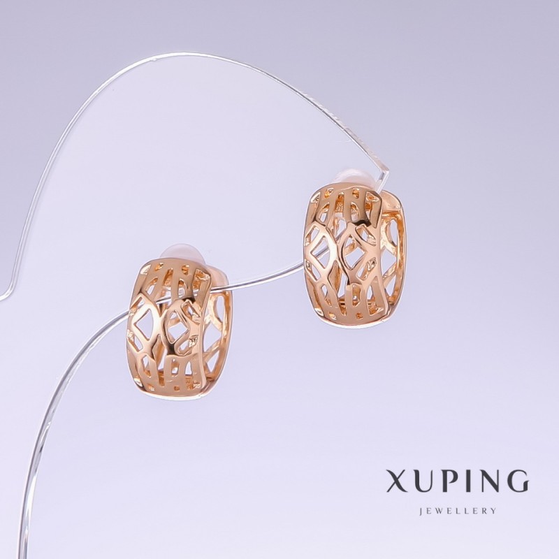 Xuping Earrings, 14mm Length, 8mm Width, 18K Gold Plated