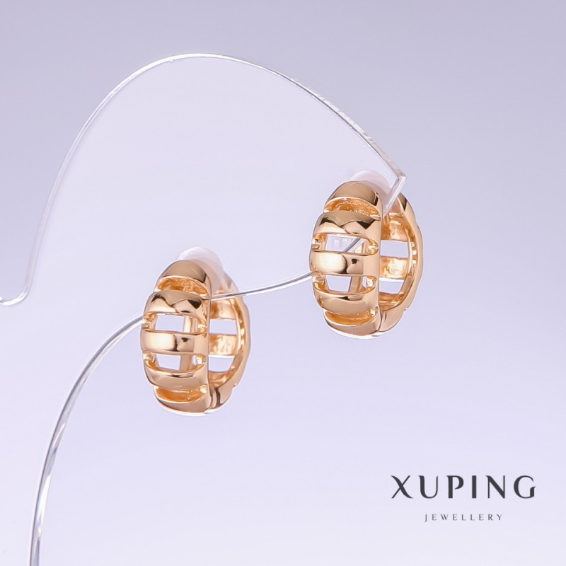 Xuping Earrings, 16mm Length, 7mm Thick, 18K Gold Plated