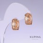 Xuping Earrings with White Rhinestones, 16mm Length, 7mm Thick, 18K Gold Plated