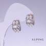 Xuping Earrings with White Zircons, 15mm Length, 10mm Thickness, Rhodium