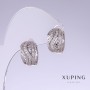 Xuping Earrings with White Rhinestones, Length 15mm, Thickness 10mm, Rhodium