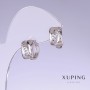 Xuping Earrings, Length 14mm, Thickness 8mm, Rhodium