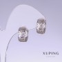 Xuping Earrings, 14mm Length, 6mm Thickness, Rhodium