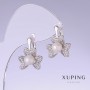 Xuping Earrings with Majorca Pearls, Length 18mm, Thickness 14mm, Rhodium