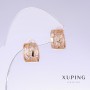 Xuping Earrings with White Rhinestones, Length 13mm, Thickness 8mm, 18K Gold Plating