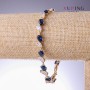 Xuping Bracelet with Blue Zircons "Sapphire", Thickness 9mm, Length 18-21cm, Rhodium and 18K Gold Plating