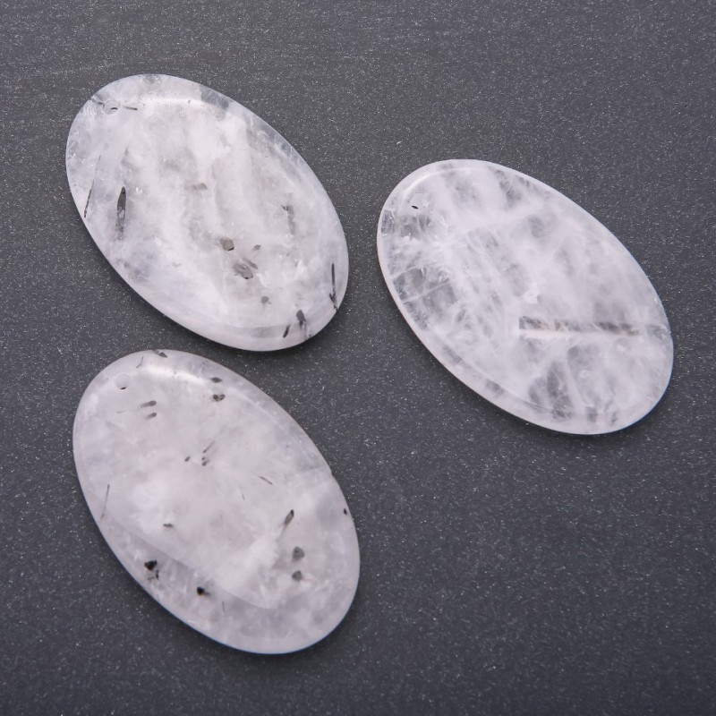 Natural Rutilated Quartz Pendant, Oval 55x35mm (+-)