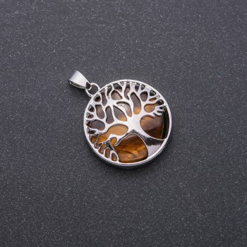 Pendant with Tiger's Eye in a Tree setting, 27mm diameter