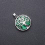 Malachite natural stone pendant (polished) in a "Tree" bezel, 27mm diameter