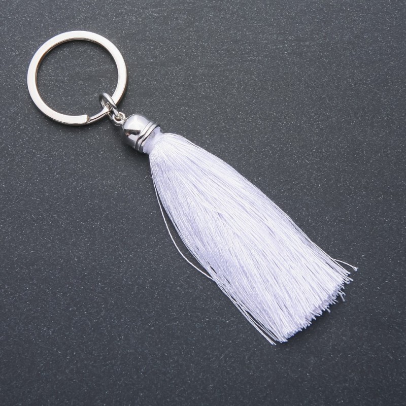 Women's Keychain "Tassel" White, 10cm Length