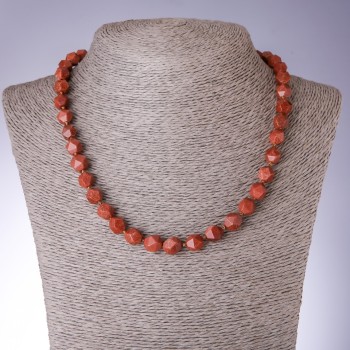 Necklace, Aventurine Stone "Golden Sand" (Synthetic), Faceted, Diameter 8x10mm, Length 48cm