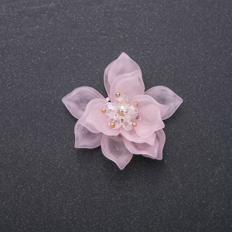 Lotus Flower Appliqué Finding, Pink Acrylic, Diameter 40mm