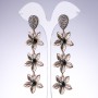 Evening Earrings "Lilies" with Black Crystals in "Antique Gold" Color, Width 25mm, Length 95mm