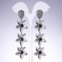 Evening Earrings "Lilies" with Black Crystals in "Antique Silver" Color, Width 25mm, Length 95mm