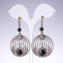 Evening Earrings with Black Crystals in "Antique Gold" Color, Width 35mm, Length 65mm