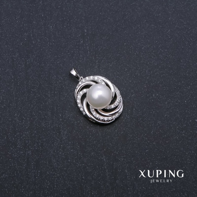 Xuping Pendant with "Majorca" Pearls 23x19x32mm, Rhodium 18k