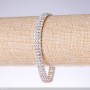Three-Row Rhinestone "Chameleon" Bracelet, Width 7mm, Length 19cm, Silver