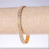Three-Row Rhinestone "Chameleon" Bracelet, Width 7mm, Length 19cm, Gold