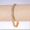 Three-Row Rhinestone "White" Bracelet, Width 7mm, Length 19cm, Gold