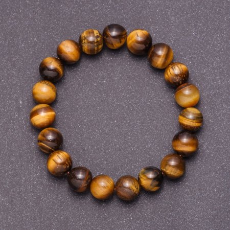 Natural Tiger's Eye Stone Bracelet on Elastic Cord, Diameter 12mm, Circumference 18cm