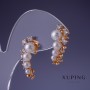 Xuping Earrings with "Majorica" Pearls 25x12mm "18K Gold Plating"