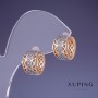 Xuping Earrings 12x8mm, 18K Gold Plated with Rhodium and White Rhinestones