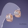 Xuping Earrings 14x8mm, 18K Gold Plated, with White Rhinestones
