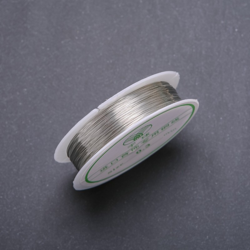 Silver-Tone Wire for Jewelry Making, Diameter 0.3mm, Spool, Length 14m