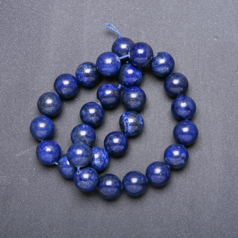 Natural Stone Beads Lapis Lazuli Smooth Round Beads on Thread, 10mm diameter, 38cm length