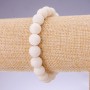 Natural White Sponge Coral Bracelet, Smooth Round Beads, Diameter 10mm, on Elastic Band, Length 18cm