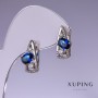 Xuping Earrings with Blue Zircons 17x8mm Rhodium